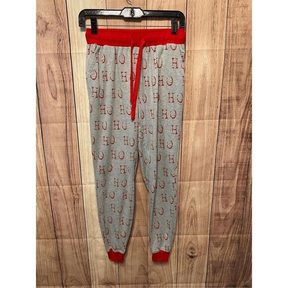 MudPie M holiday Christmas pajama lounge pants grey red ho ho womens - Picture 1 of 5